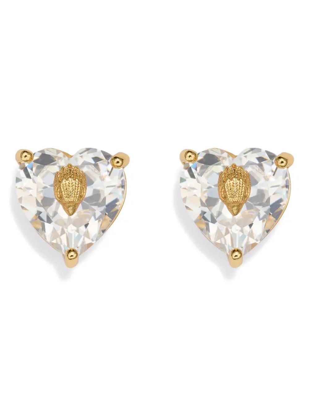 Kurt Geiger Clear Crystal Heart Stud Earrings with Gold Accents